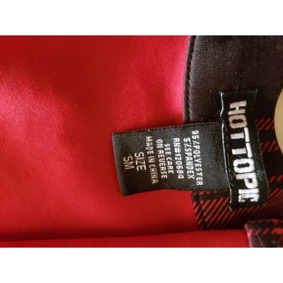 HOT TOPIC PLAID MINI SKIRT SIZE SMALL MEDIUM ZIPPER FRONT RED BLACK - Picture 6 of 6